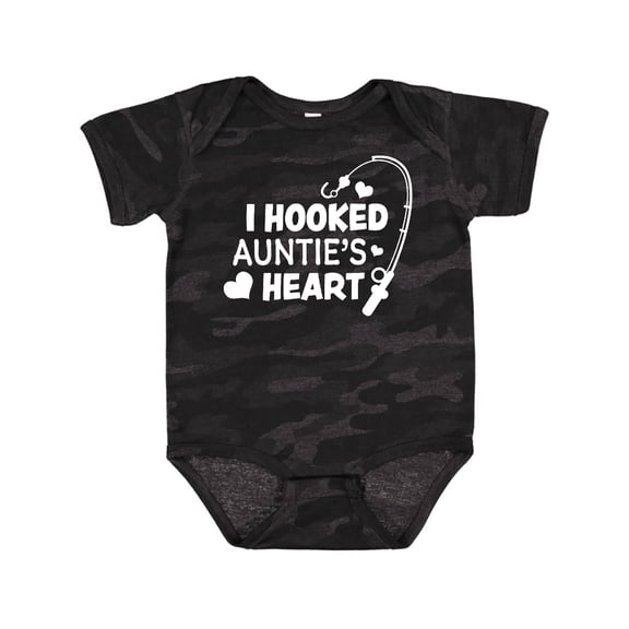 Inktastic I Hooked Auntie's Heart with Fishing Rod Boys or Girls Baby Bodysuit
