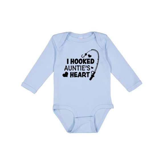 Inktastic I Hooked Auntie's Heart with Fishing Rod Boys or Girls Long Sleeve Baby Bodysuit