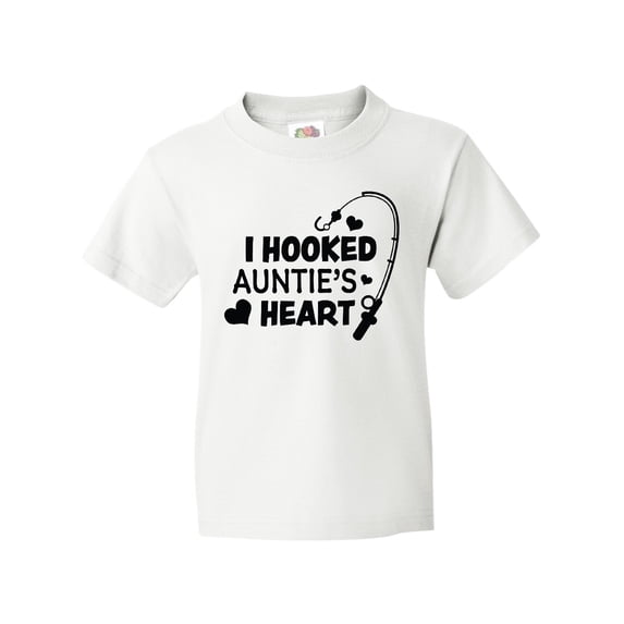 Inktastic I Hooked Auntie's Heart with Fishing Rod Youth T-Shirt