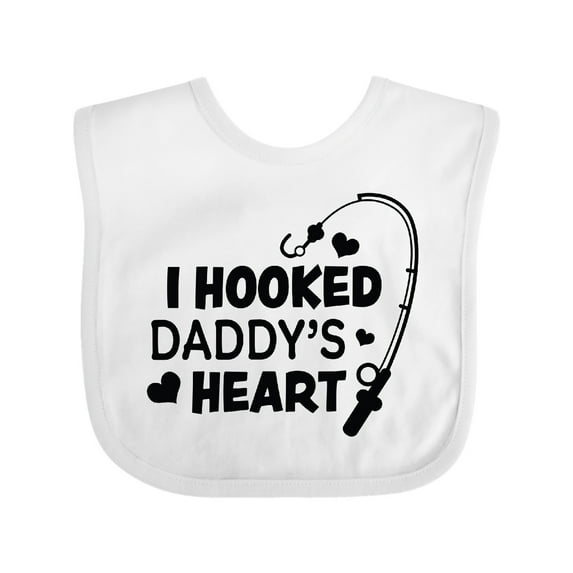 Inktastic I Hooked Daddy's Heart with Fishing Rod Boys or Girls Baby Bib