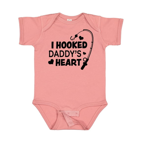Inktastic I Hooked Daddy's Heart with Fishing Rod Boys or Girls Baby Bodysuit