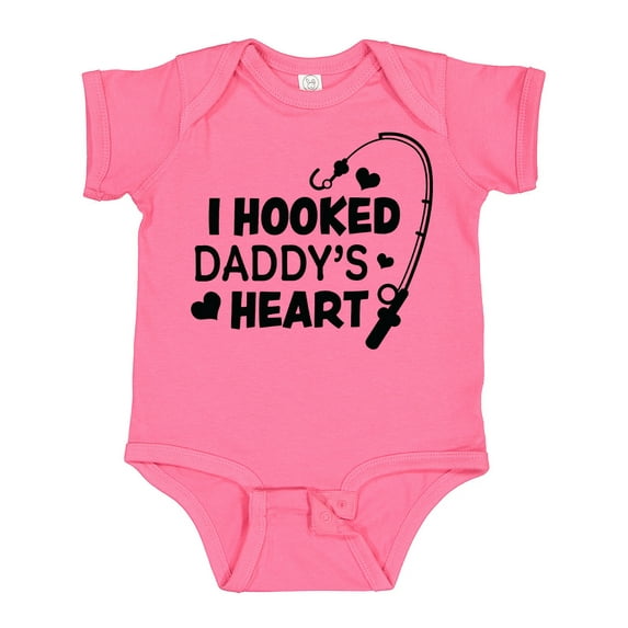 Inktastic I Hooked Daddy's Heart with Fishing Rod Boys or Girls Baby Bodysuit