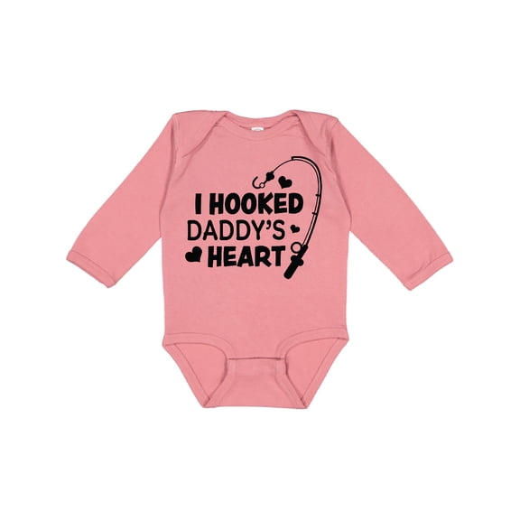 Inktastic I Hooked Daddy's Heart with Fishing Rod Boys or Girls Long Sleeve Baby Bodysuit