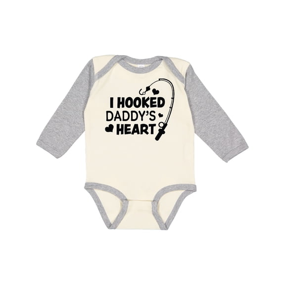 Inktastic I Hooked Daddy's Heart with Fishing Rod Boys or Girls Long Sleeve Baby Bodysuit