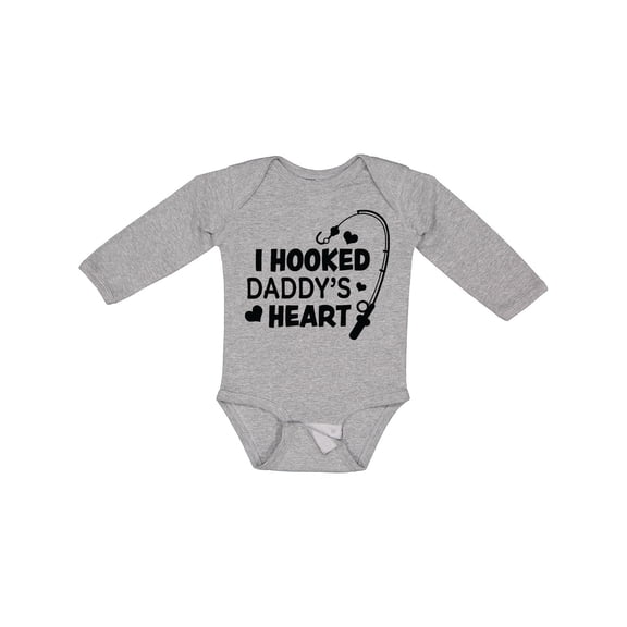 Inktastic I Hooked Daddy's Heart with Fishing Rod Boys or Girls Long Sleeve Baby Bodysuit