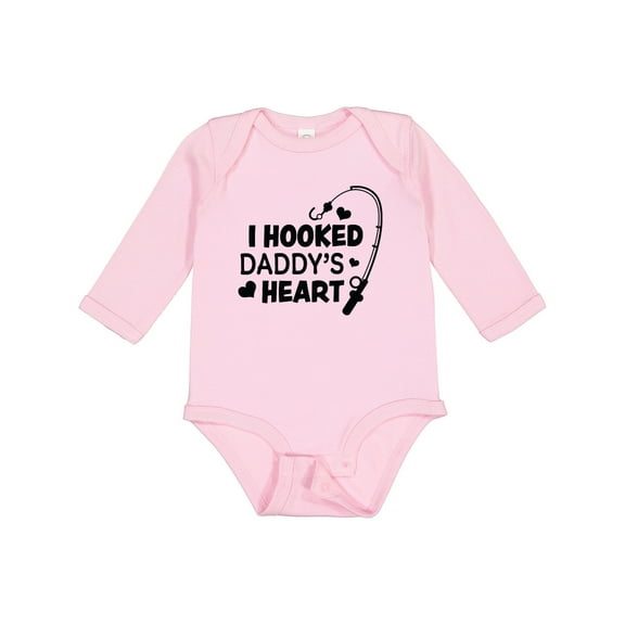 Inktastic I Hooked Daddy's Heart with Fishing Rod Boys or Girls Long Sleeve Baby Bodysuit
