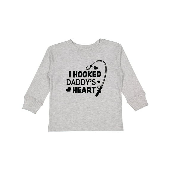 Inktastic I Hooked Daddy's Heart with Fishing Rod Boys or Girls Long Sleeve Toddler T-Shirt