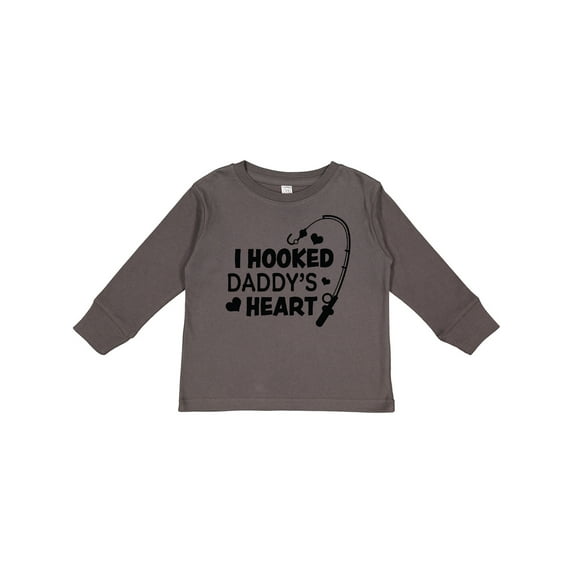 Inktastic I Hooked Daddy's Heart with Fishing Rod Boys or Girls Long Sleeve Toddler T-Shirt