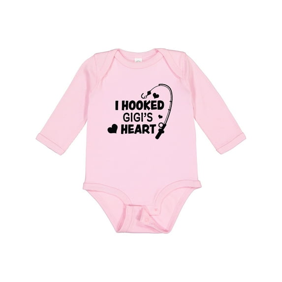 Inktastic I Hooked Gigi's Heart with Fishing Rod Boys or Girls Long Sleeve Baby Bodysuit