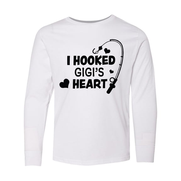 Inktastic I Hooked Gigi's Heart with Fishing Rod Long Sleeve Youth T-Shirt