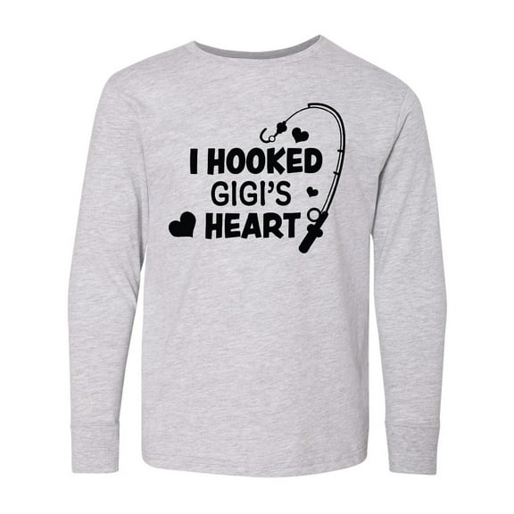 Inktastic I Hooked Gigi's Heart with Fishing Rod Long Sleeve Youth T-Shirt