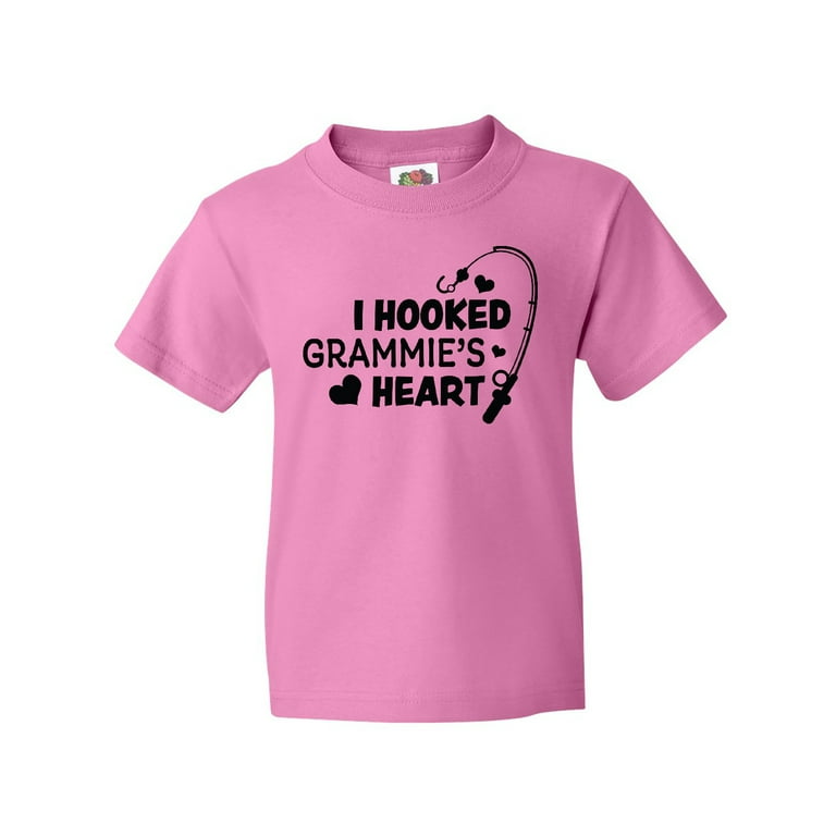 Inktastic I Hooked Grammie's Heart with Fishing Rod Youth T-Shirt 