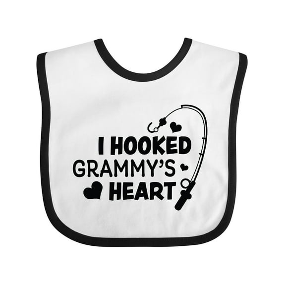 Inktastic I Hooked Grammy's Heart with Fishing Rod Boys or Girls Baby Bib