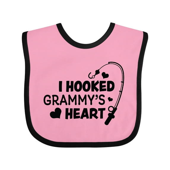 Inktastic I Hooked Grammy's Heart with Fishing Rod Boys or Girls Baby Bib