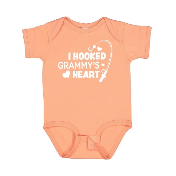 Inktastic I Hooked Grammy's Heart with Fishing Rod Boys or Girls Baby Bodysuit