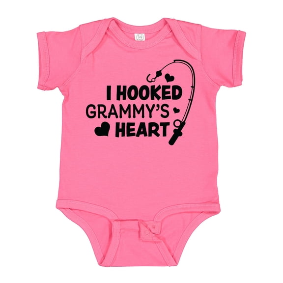 Inktastic I Hooked Grammy's Heart with Fishing Rod Boys or Girls Baby Bodysuit