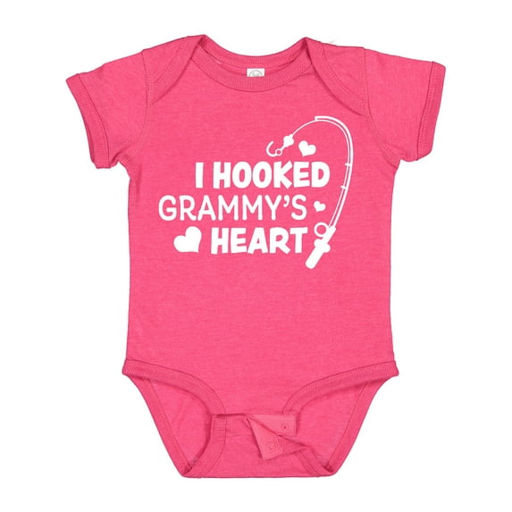 Inktastic I Hooked Grammy's Heart with Fishing Rod Boys or Girls Baby Bodysuit