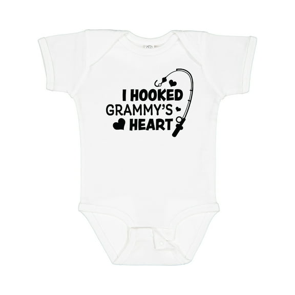 Inktastic I Hooked Grammy's Heart with Fishing Rod Boys or Girls Baby Bodysuit