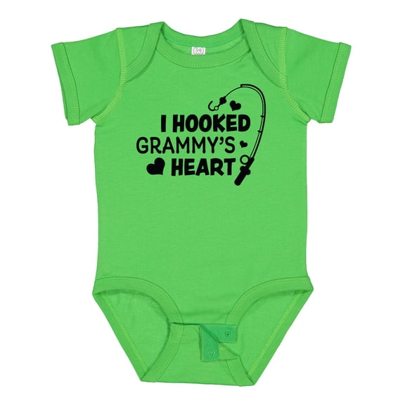 Inktastic I Hooked Grammy's Heart with Fishing Rod Boys or Girls Baby Bodysuit