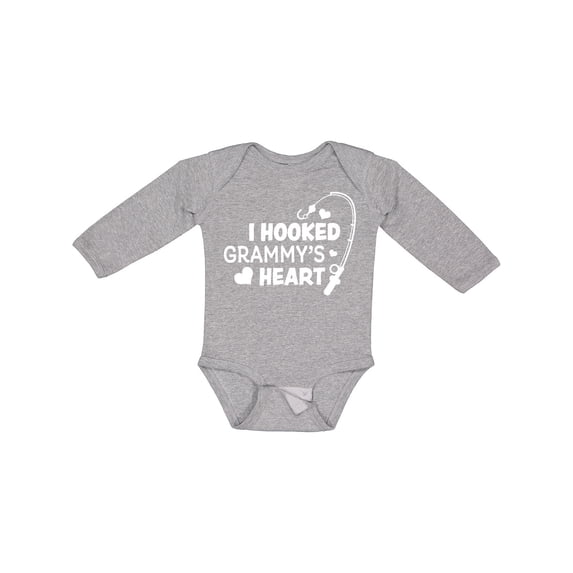 Inktastic I Hooked Grammy's Heart with Fishing Rod Boys or Girls Long Sleeve Baby Bodysuit
