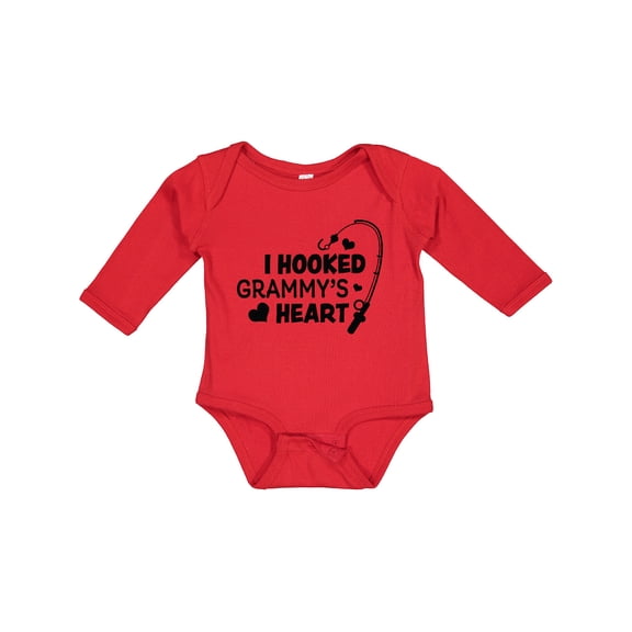Inktastic I Hooked Grammy's Heart with Fishing Rod Boys or Girls Long Sleeve Baby Bodysuit