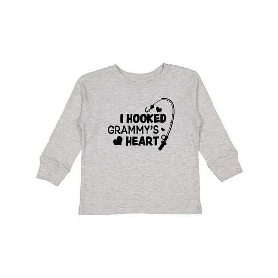 Inktastic I Hooked Grammy's Heart with Fishing Rod Boys or Girls Long Sleeve Toddler T-Shirt