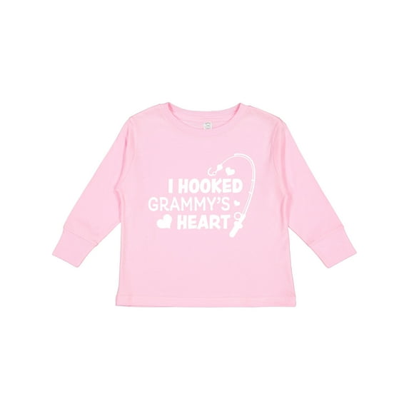 Inktastic I Hooked Grammy's Heart with Fishing Rod Boys or Girls Long Sleeve Toddler T-Shirt