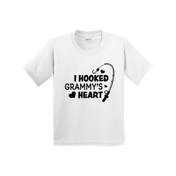 Inktastic I Hooked Grammy's Heart with Fishing Rod Youth T-Shirt