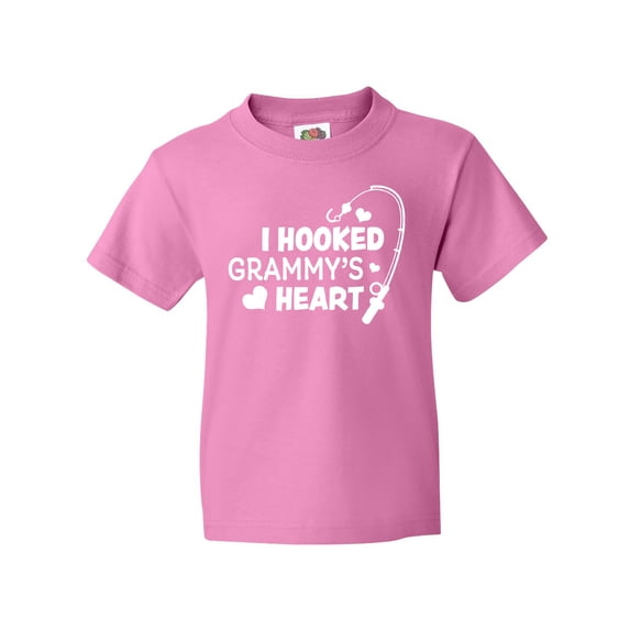 Inktastic I Hooked Grammy's Heart with Fishing Rod Youth T-Shirt