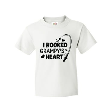 Inktastic I Hooked Grampy's Heart with Fishing Rod Youth T-Shirt