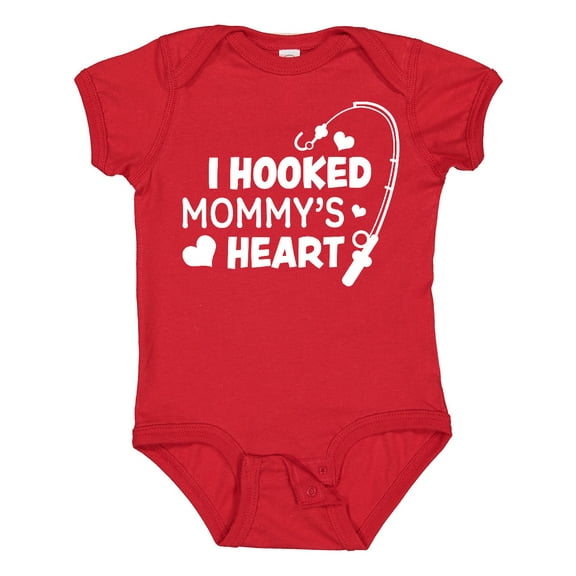 Inktastic I Hooked Mommy's Heart with Fishing Rod Boys or Girls Baby Bodysuit
