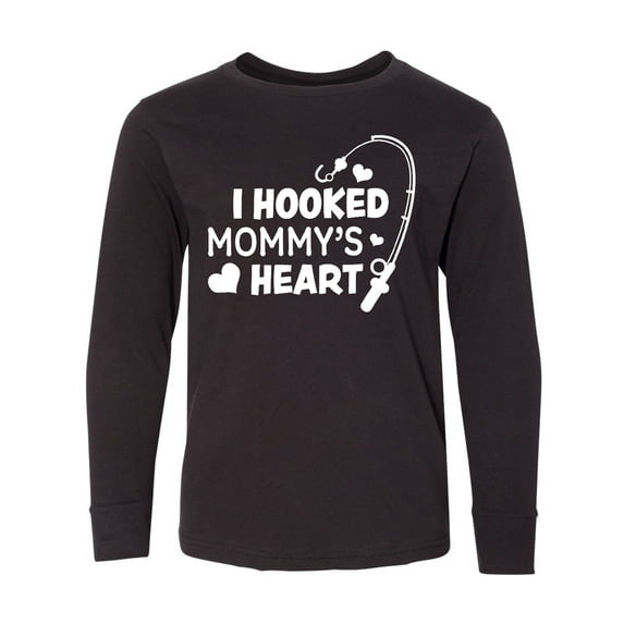 Inktastic I Hooked Mommy's Heart with Fishing Rod Long Sleeve Youth T-Shirt