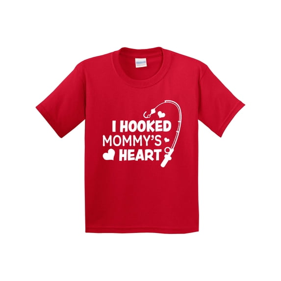 Inktastic I Hooked Mommy's Heart with Fishing Rod Youth T-Shirt