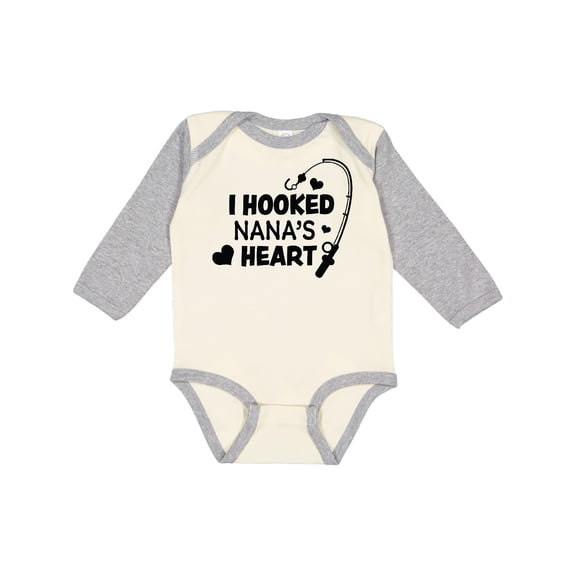 Inktastic I Hooked Nana's Heart with Fishing Rod Boys or Girls Long Sleeve Baby Bodysuit