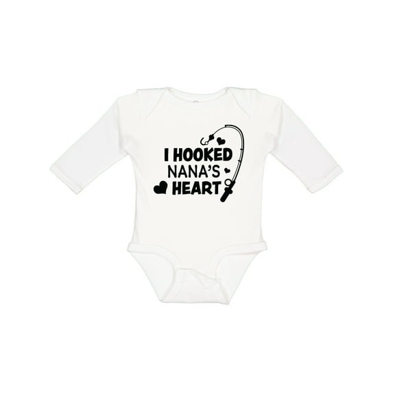 Inktastic I Hooked Nana's Heart with Fishing Rod Boys or Girls Long Sleeve Baby Bodysuit