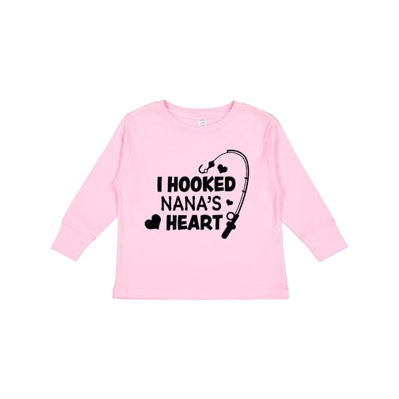 Inktastic I Hooked Nana's Heart with Fishing Rod Boys or Girls Long Sleeve Toddler T-Shirt