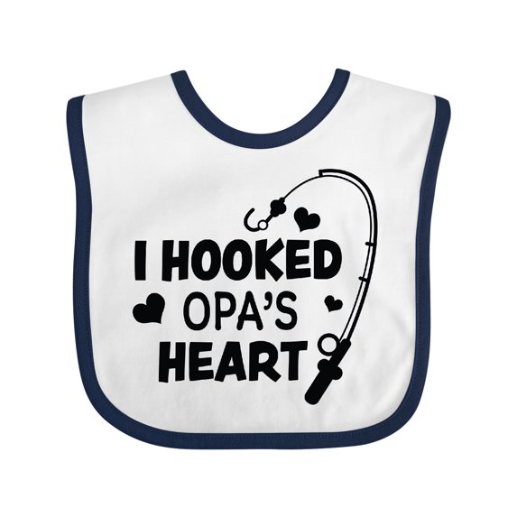 Inktastic I Hooked Opa's Heart with Fishing Rod Boys or Girls Baby Bib