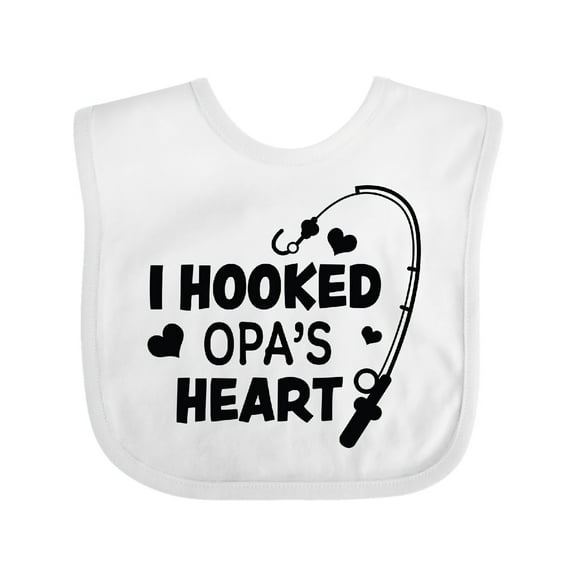Inktastic I Hooked Opa's Heart with Fishing Rod Boys or Girls Baby Bib