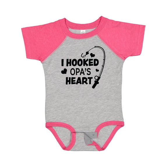 Inktastic I Hooked Opa's Heart with Fishing Rod Boys or Girls Baby Bodysuit