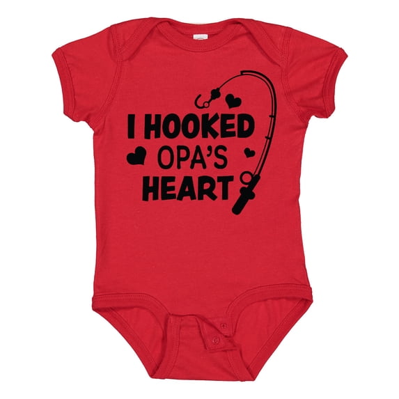 Inktastic I Hooked Opa's Heart with Fishing Rod Boys or Girls Baby Bodysuit