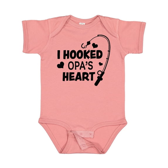 Inktastic I Hooked Opa's Heart with Fishing Rod Boys or Girls Baby Bodysuit