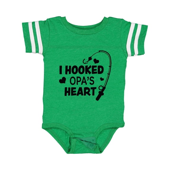 Inktastic I Hooked Opa's Heart with Fishing Rod Boys or Girls Baby Bodysuit