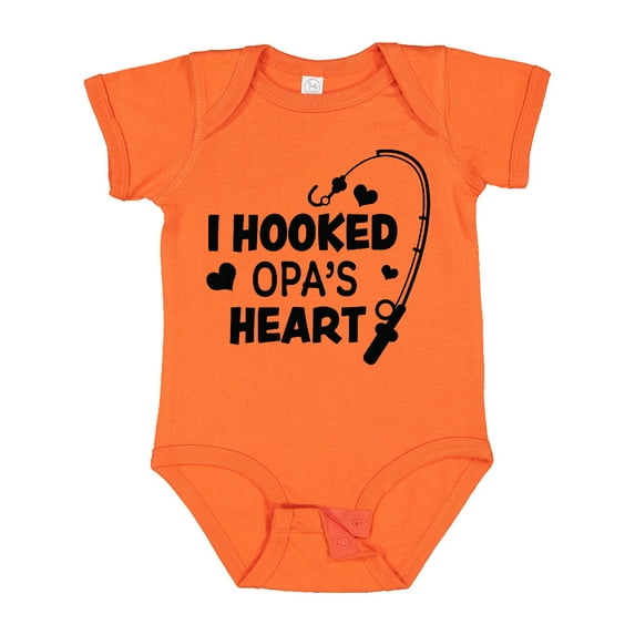 Inktastic I Hooked Opa's Heart with Fishing Rod Boys or Girls Baby Bodysuit