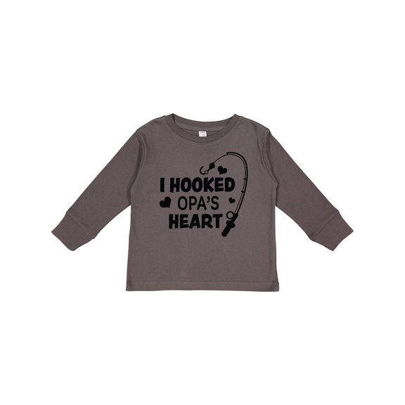 Inktastic I Hooked Opa's Heart with Fishing Rod Boys or Girls Long Sleeve Toddler T-Shirt