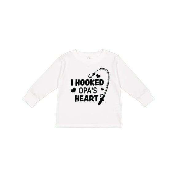 Inktastic I Hooked Opa's Heart with Fishing Rod Boys or Girls Long Sleeve Toddler T-Shirt