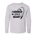 thumbnail image 1 of Inktastic I Hooked Opa's Heart with Fishing Rod Long Sleeve Youth T-Shirt, 1 of 5