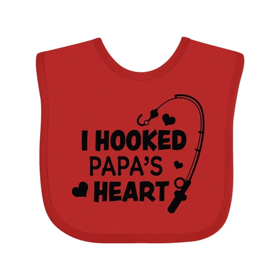 Inktastic I Hooked Papa's Heart with Fishing Rod Boys or Girls Baby Bib