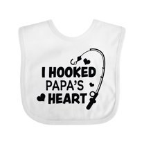 Inktastic I Hooked Papa's Heart with Fishing Rod Boys or Girls Baby Bib
