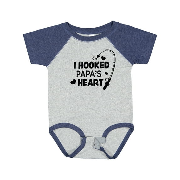 Inktastic I Hooked Papa's Heart with Fishing Rod Boys or Girls Baby Bodysuit
