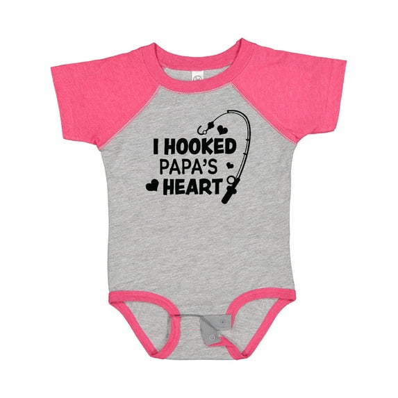 Inktastic I Hooked Papa's Heart with Fishing Rod Boys or Girls Baby Bodysuit
